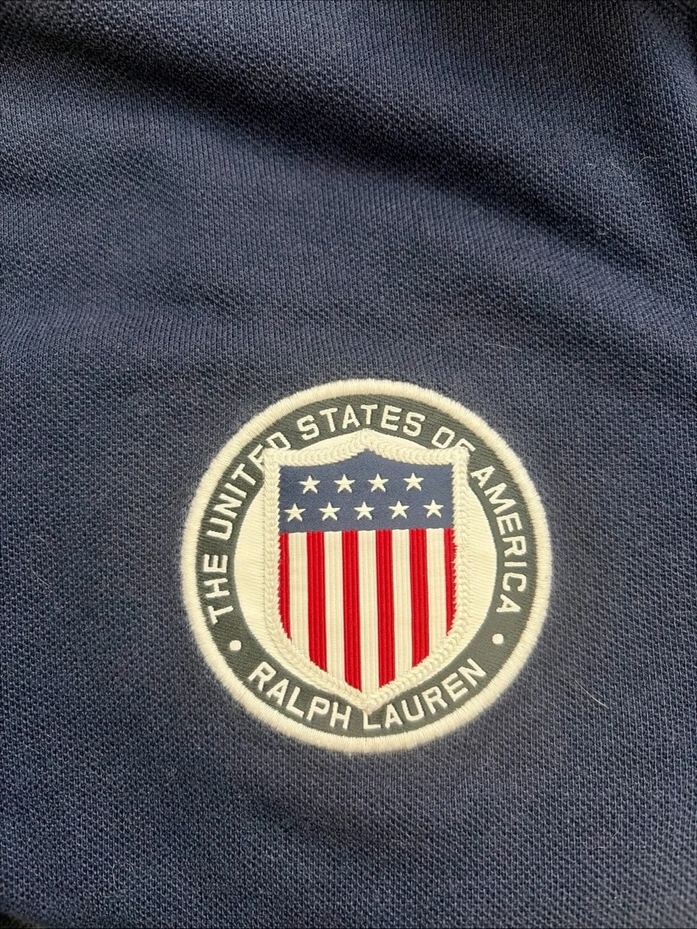 Polo Ralph Lauren USA 16 Big Pony Polo Shirt Navy Blue Men's M Custom Fit Flag